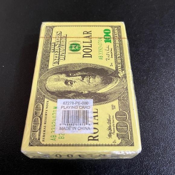 2 Decks of $100 Bill Playing Cards, Plastic Coated, 1 New in Shrink, 1 Like New - Picture 9 of 9